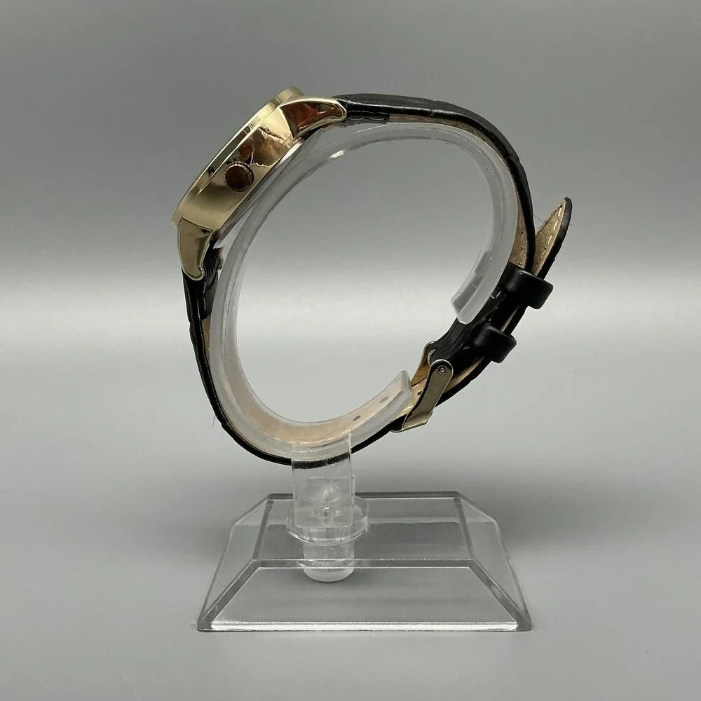 Stauer Womens Watch 31mm Lord's Prayer Dial Gold Tone Black Leather New Battery